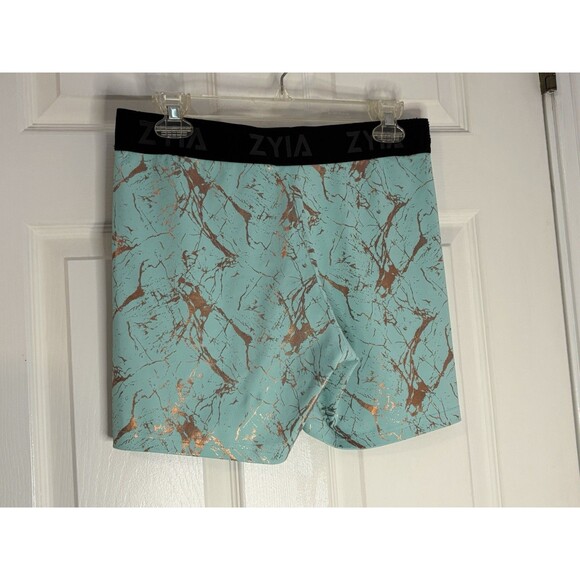 Zyia Active Womens Shorts Aqua & Copper Light Weight & Tight Biker Shorts 2X - Picture 6 of 8
